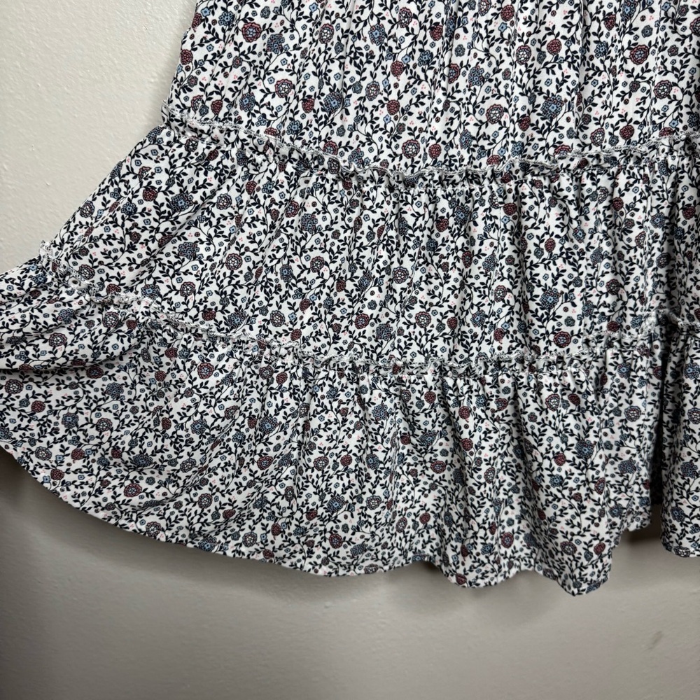 Altar’d State Jenny Floral Print Tiered Mini Dress Blue/White/Red Size Medium - Picture 5 of 9